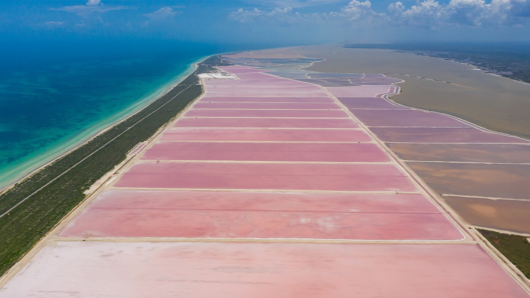 Vista panoramica, lagunas rosas.